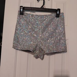 Charlotte Russe Glittering Silver High Waist Shorts